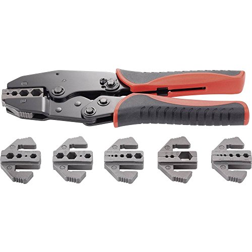 Toolcraft PZ-505 Crimpzange I 7-teiliges Presszangen-System I Koax-Crimpzange I Koaxial-Crimpzange I Crimpwerkzeug I Druckmoment-Einstellung 12-stufig I Kabel-Crimpzange von Toolcraft