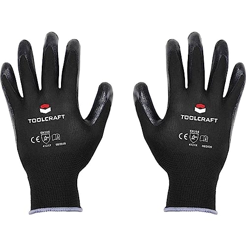 Toolcraft TO-5621535 Polyester, Nitril Arbeitshandschuh Größe (Handschuhe): 10 EN 388 CAT II 1 Paar, Schwarz, Schwarz von Toolcraft