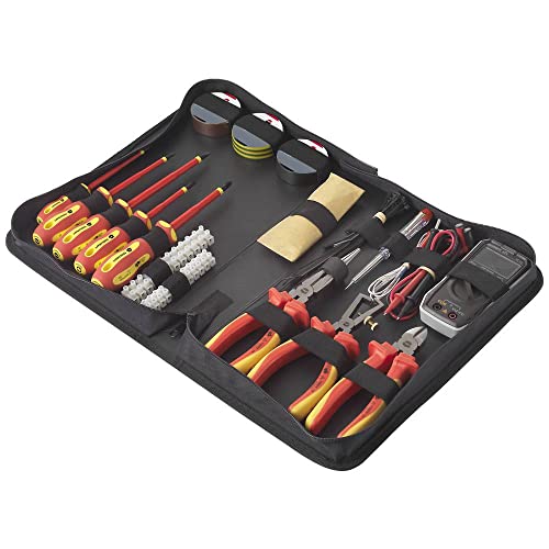 Toolcraft TO-7762929 Elektriker, Heimwerker Werkzeugset in Tasche 50teilig with Digital multimeter VOLTCRAFT VC-22 von Toolcraft