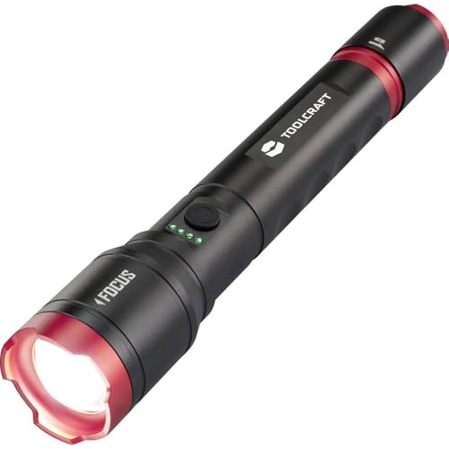 Toolcraft Taschenlampe verstellbar, Einstellbare Punktgröße, mit Stroboskopmodus, mit USB-Schnittstelle Li-Ionen Akkus von Toolcraft