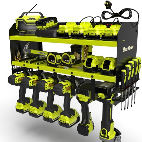 Toolganize Garage Elektrowerkzeug Organizer, Wandmontiertes Lagerregal & Ladestation, Schwerlast für Werkstatt & Garagen-Werkzeuge, Groß 6er-Pack, Ryobi Acid Green Toolganize Garage Elektrowerkzeug Organizer, Wandmontiertes Lagerregal & Ladestation, Schwerlast für Werkstatt & Garagen-Werkzeuge, Groß 6er-Pack, Ryobi Acid Green von Toolganize