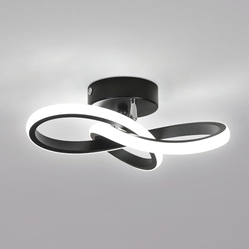 Toolight LED Deckenleuchte, 22W 2500LM Deckenlampe LED Schwarz Kaltweiß 6500K Küchenlampe, Modern LED Deckenlampe für Flur Schlafzimmer Balkon Wohnzimmer, 25cm von Toolight