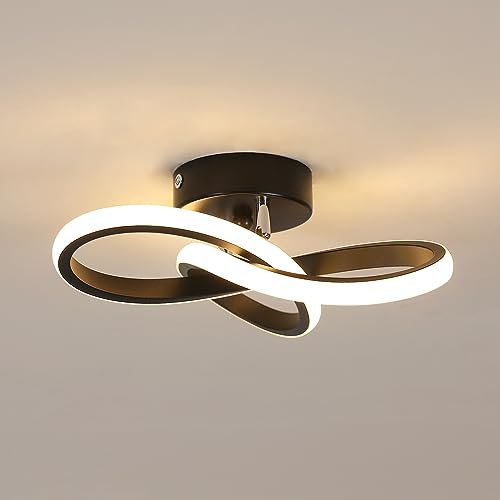 Toolight LED Deckenleuchte, 22W 2500LM Deckenlampe LED Schwarz Warmweiß 3000K, Moderne Deckenlampe Schlafzimmer Kreative Design, Deckenleuchte für Flur Küche Wohnzimmer Balkon, 25cm von Toolight