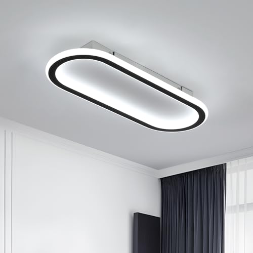 Toolight LED Deckenleuchte Lang, 33W 3712LM Deckenleuchte Küche Schwarz Modern 41CM, LED Deckenlampe Rechteckig Hauchdünn für Flur Balkon Veranda Büro Arbeitszimmer, Kaltweiß 6500K von Toolight