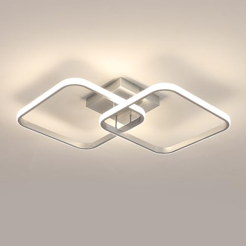 Toolight LED Deckenleuchte 42W 4725LM, Moderne Deckenlampe Quadratische 59cm 4500K Neutralweiß, Deckenlampe Wohnzimmer Acryl für Schlafzimmer Wohnzimmer Küche Badezimmer Korridor, Silber von Toolight