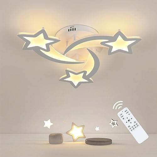 Toolight LED Deckenleuchte Dimmbar, 30W 3375LM Deckenlampe LED Dimmbar mit Fernbedienung, Moderne Sternförmige Design Lampe Deckenbeleuchtung für Kinderzimmer, Schlafzimmer, Wohnzimmer, Dia 50cm, Weiß von Toolight