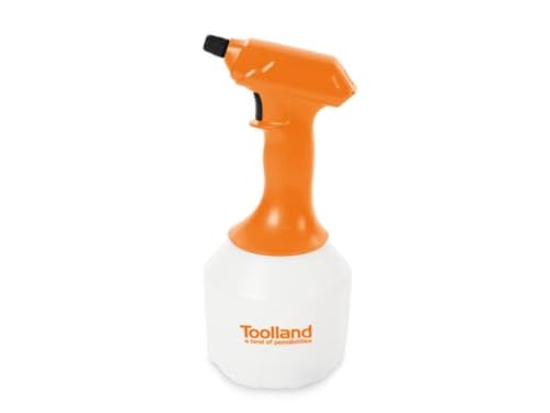 Toolland Drucksprüher, elektrisch, akkubetrieben, einstellbare Düse, LED-Anzeige, 1 Liter, Weiß/Orange/Schwarz von TOOLLAND