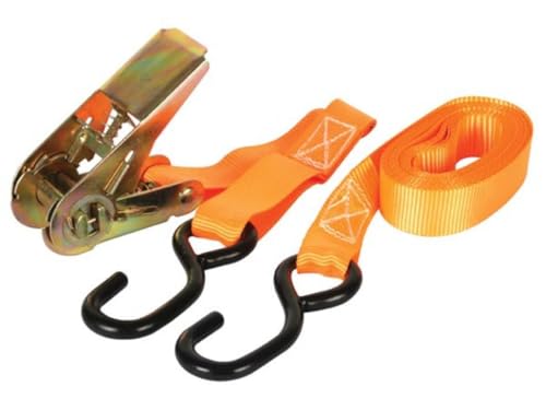 Toolland Spanngurt mit Ratsche, zweiteilig, 2 S-Haken, für kleinere Lasten, max. 500 kg, Polyester, Orange, 4.5 m x 25 mm Toolland Spanngurt mit Ratsche, zweiteilig, 2 S-Haken, für kleinere Lasten, max. 500 kg, Polyester, Orange, 4.5 m x 25 mm von Toolland a land of possibilities
