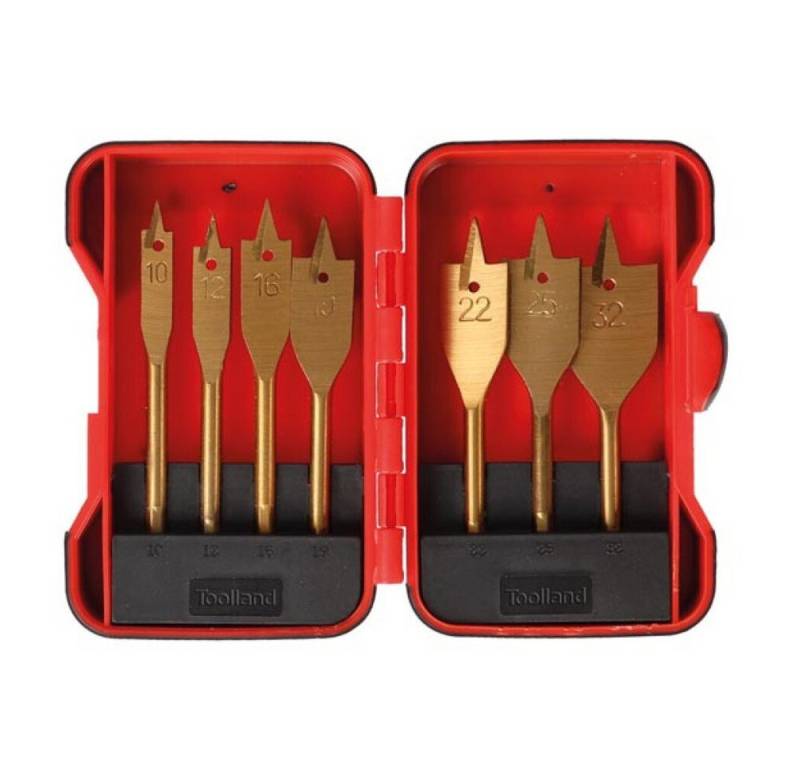 Toolland Bohrer- und Bitset HOLZ-FRÄSBOHRER-SET - TITAN BESCHICHTET - 7-tlg., 1-St. von Toolland