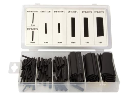 Toolland Schrumpfschlauch-Set, 127-tlg., verschiedene Größen, Schwarz von TOOLLAND