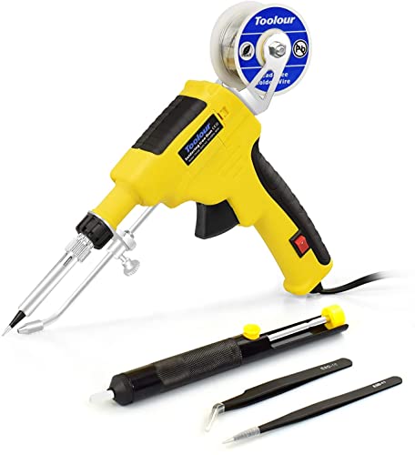 Toolour 60W Lötkolben set mit automatischer Drahtzuführung Für Elektronikreparatur & PCB-Montage, 450°C Präzisionskontrolle, Komplettset inkl. 5 Zubehör von Toolour