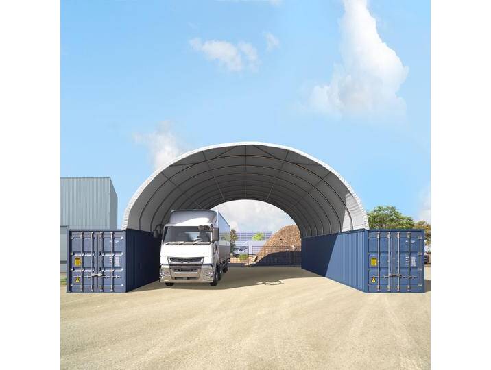 10x12m Container Überdachung, PRIMEtex-Plane, weiß, mit Statik - (49670) von Toolport