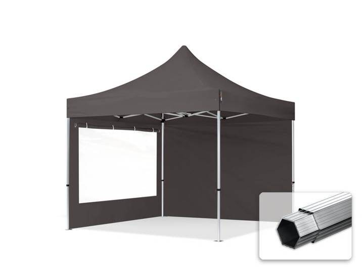 3x3m Aluminium Faltpavillon, inkl. 2 Seitenteile, dunkelgrau - (600167) von Toolport
