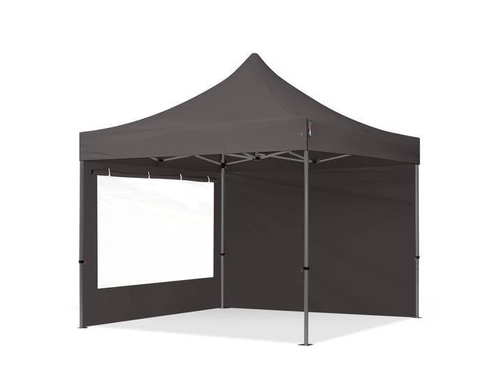 3x3m Stahl Faltpavillon, inkl. 2 Seitenteile, dunkelgrau - (600023) von Toolport