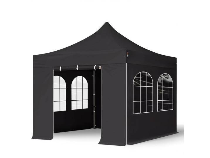 3x3m Stahl Faltpavillon, inkl. 4 Seitenteile, schwarz - (600107) von Toolport