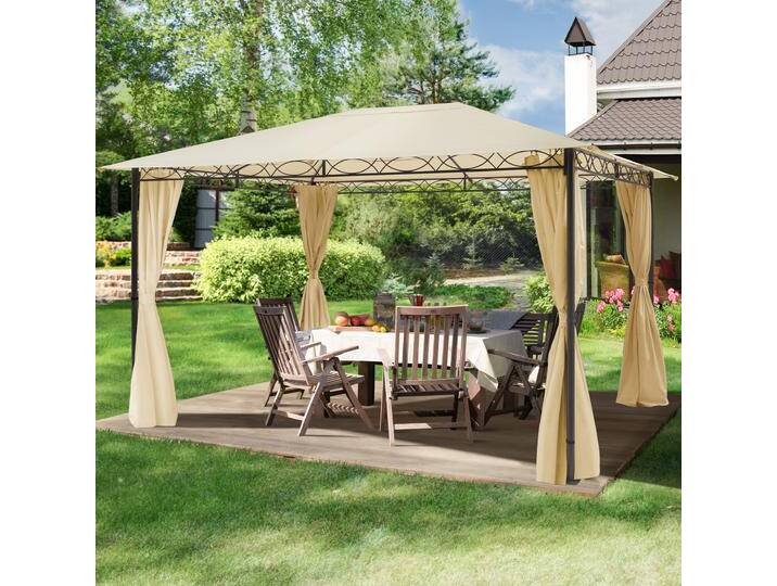 3x4 m Softtop Gartenpavillon, inkl. 4 Seitenteile, champagnerfarben - (300110) von Toolport