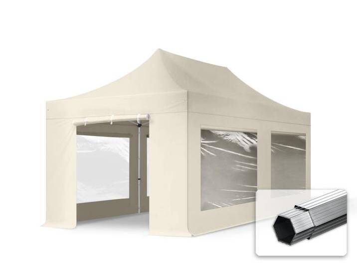 3x6m Aluminium Faltpavillon, inkl. 4 Seitenteile, creme - (600219) von Toolport