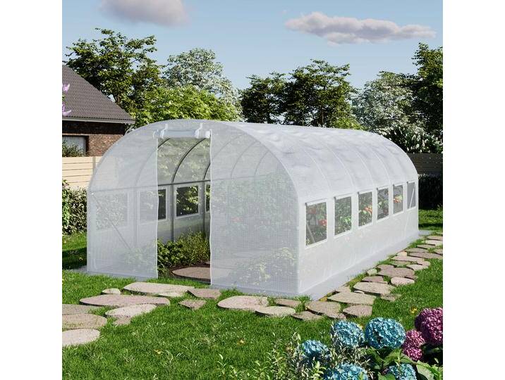 3x6m Foliengewächshaus, PE-Plane, weiß - (8942) von Toolport