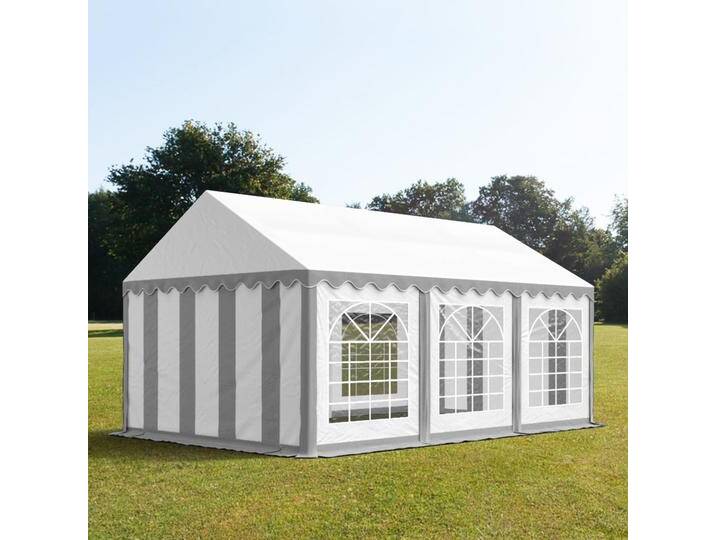 3x6m Partyzelt, PVC-Plane, grau-weiß - (6150) von Toolport