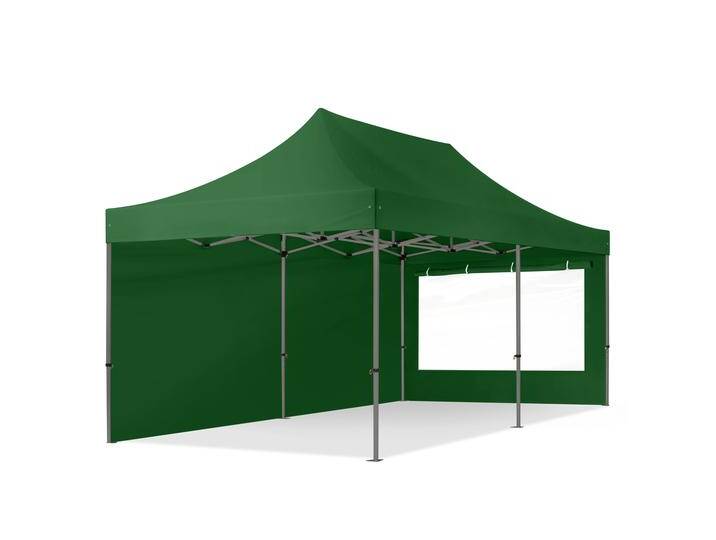 3x6m Stahl Faltpavillon, inkl. 2 Seitenteile, dunkelgrün - (600074) von Toolport