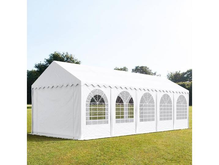 4x10m Partyzelt, PVC-Plane, weiß, mit Bodenrahmen - (7841) von Toolport