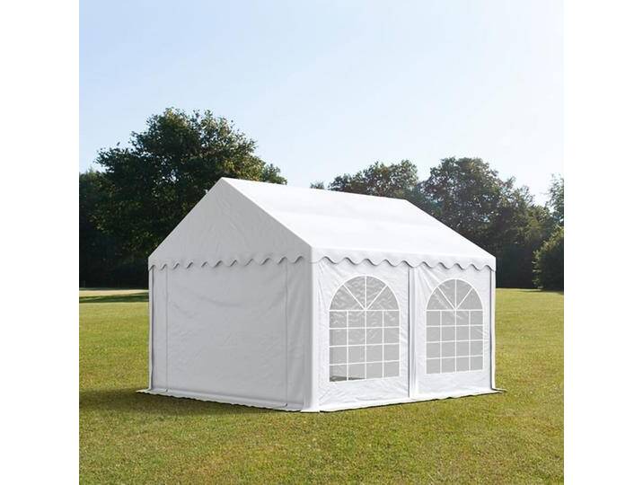 4x4m Partyzelt, PVC-Plane, weiß, mit Bodenrahmen - (7344) von Toolport