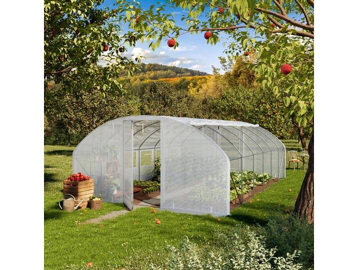 4x6m Foliengewächshaus, PE-Plane, weiß - (8999) von Toolport