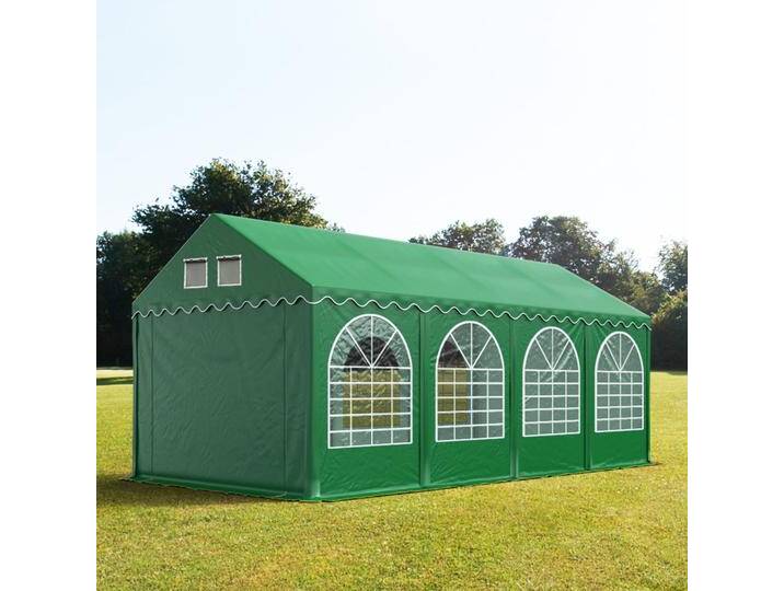 4x8m Partyzelt, PVC-Plane, dunkelgrün, mit Bodenrahmen - (2655) von Toolport
