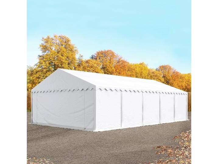 5x10 m Lagerzelt, PVC-Plane, weiß, mit Bodenrahmen - (7174) von Toolport