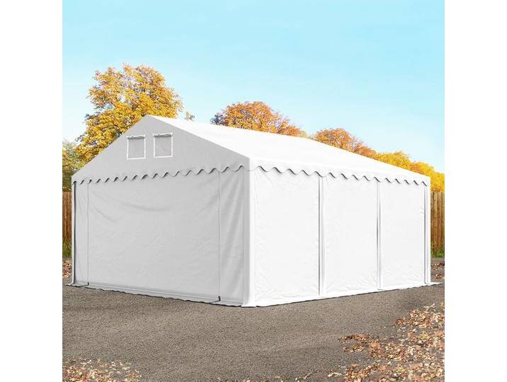 5x6 m Lagerzelt, PVC-Plane, weiß, mit Bodenrahmen, ohne Statik - (7675BL) von Toolport