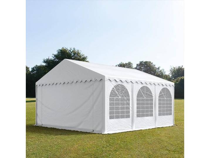 5x6m Partyzelt, PVC-Plane, weiß, mit Bodenrahmen - (7676BL) von Toolport