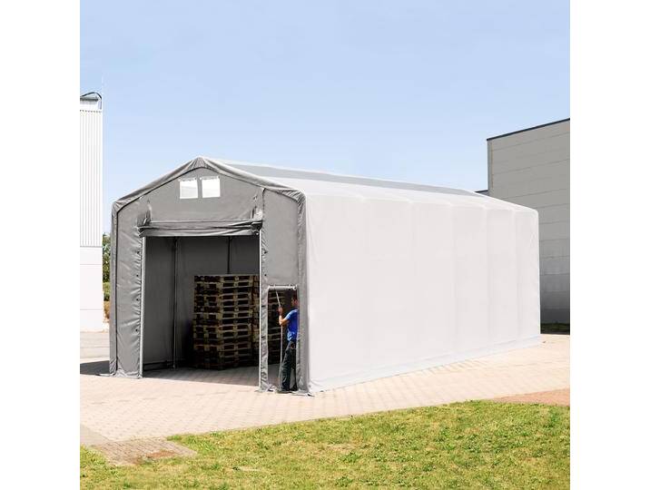 6x12m Zelthalle, PVC-Plane, grau, mit Statik (Betonuntergrund) - (94129) von Toolport