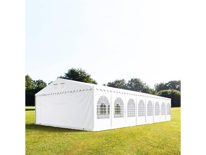 7x30m Partyzelt, PVC-Plane, weiß, mit Bodenrahmen - (578637) von Toolport