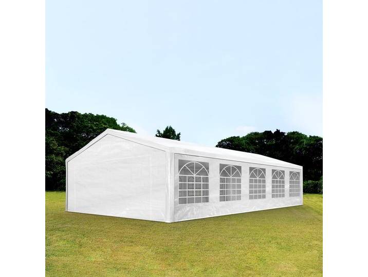 Partyzelt Pavillon 5x10 m in weiß PE Plane 350 N Wasserdicht UV Schutz Festzelt Gartenzelt von Toolport