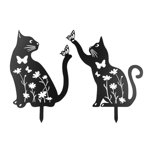 2 x Metall-Katzen-Garteneinführung, kreatives Outdoor-Kunstwerk für Katzenliebhaber (2 Katzen) von ToolsEvery