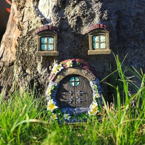 3 x bezaubernde leuchtende Gartendekoration, Feentüren und Fenster für drinnen und draußen (3 Stück) von ToolsEvery