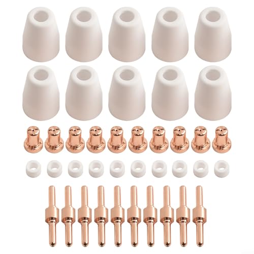 40pcs Extended Consumables for PT31 LG40 Air Plasma Cutter, Copper Welding Tips and Accessories Including Electrodes, Nozzles, Shielding Cups for CUT40 von ToolsEvery