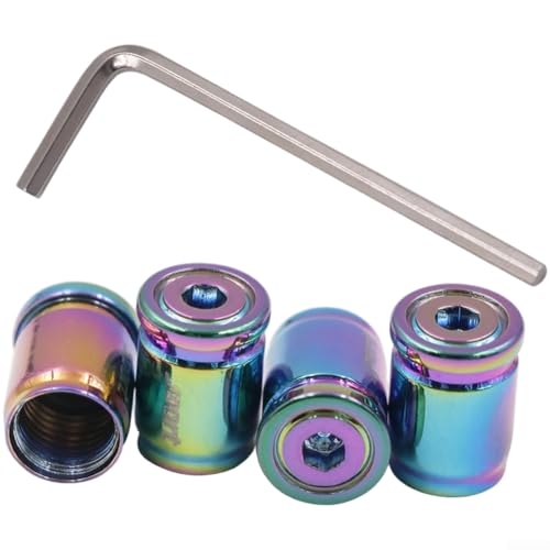 Anti-Diebstahl-Ventilschaftabdeckungen mit sicherem Schloss für Auto- und Motorrad-Reifen, mit eingebauter EPDM-Gummidichtung für luftdichte Dichtung, Legierungsmaterial (mehrfarbiges Set) von ToolsEvery