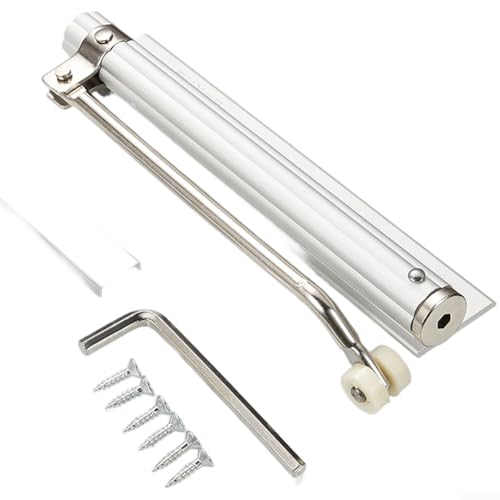 Automatischer Türschließer mit einstellbarer Kraft mit leisem Puffer für leisen Gebrauch, aus Aluminiumlegierung, passend für Links- und Rechtshändertüren in Haushaltsumgebungen (Porzellan-Weiß) von ToolsEvery