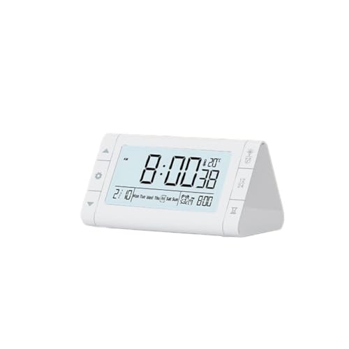 Digitaler Wecker im dreieckigen Design mit drei Alarmen, Schlummerfunktion und Nachtlichtfunktion (weiß) von ToolsEvery