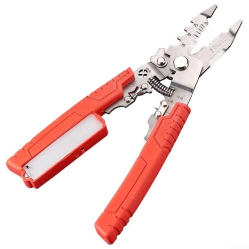Doppelfunktions-Abisolierzange und Crimpzange mit Kabelschneider und eingebautem Spannungsprüfer für professionelle Elektriker mit rutschfesten Griffen von ToolsEvery