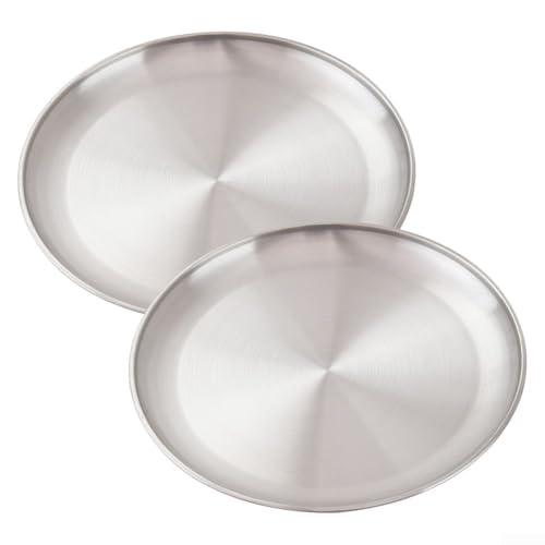 Edelstahl Teller rund für Camping 2er Set für Zuhause und Outdoor (26x1,6cm) von ToolsEvery