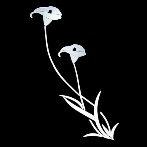 Eleganter 3D-Spiegel-Blumen-Aufkleber, abnehmbares Acryl-Dekor für Schlafzimmer und Wohnzimmer (Silber) von ToolsEvery