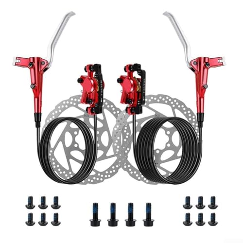 Hydraulisches Scheibenbremsen-Set mit 2 Kolben und 800 mm Schlauch vorne, 1400 mm Schlauch hinten (rot) von ToolsEvery