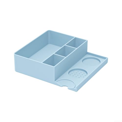 Innovative platzsparende Lösung, kombinierte Silikon-Kaffeetamp-Matte mit einem effizienten Bodenentsorgungssystem (blau) von ToolsEvery