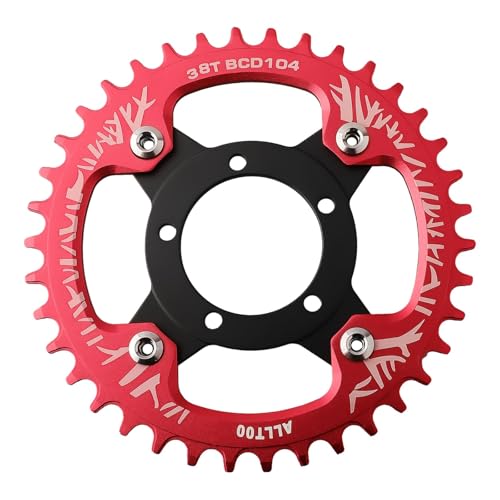 Kettenblattadapter für E-Bike Bafang 0102 104BCD Aluminiumlegierung Ritzel (rot 32T) von ToolsEvery