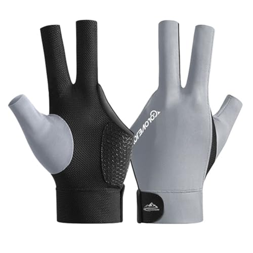 Komfortabler Billardhandschuh fingerloses Design, lindert Ermüdung der Hand, rutschfestes Silikon-Design, unverzichtbar für Snooker-Pool-Spieler (links grau) von ToolsEvery