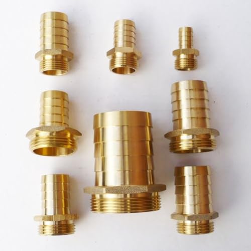 Messing-Schlauchstutzen-Anschluss-Set für BSP-Außengewinde, 2 Stück, Teich-Pool-Schlauchadapter (1,27 cm Außengewinde x 12 mm) von ToolsEvery