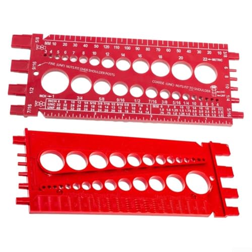 Messwerkzeug für genaue Befestigungsmessungen Dual System für metrische und imperiale Gewinde (rot) von ToolsEvery
