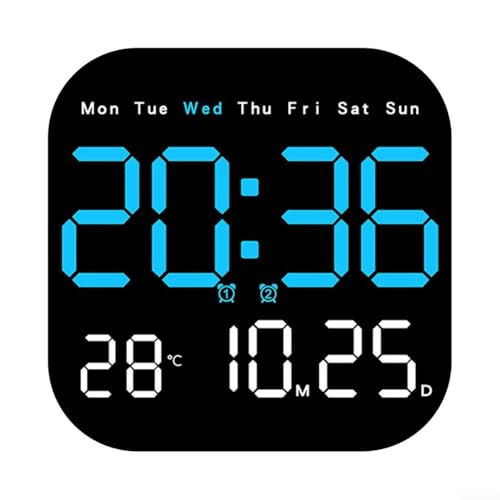 Moderne Design Digitale Wanduhr mit intuitiver Fernbedienung für schnellen Zugriff auf wichtige Informationen (Blau) von ToolsEvery
